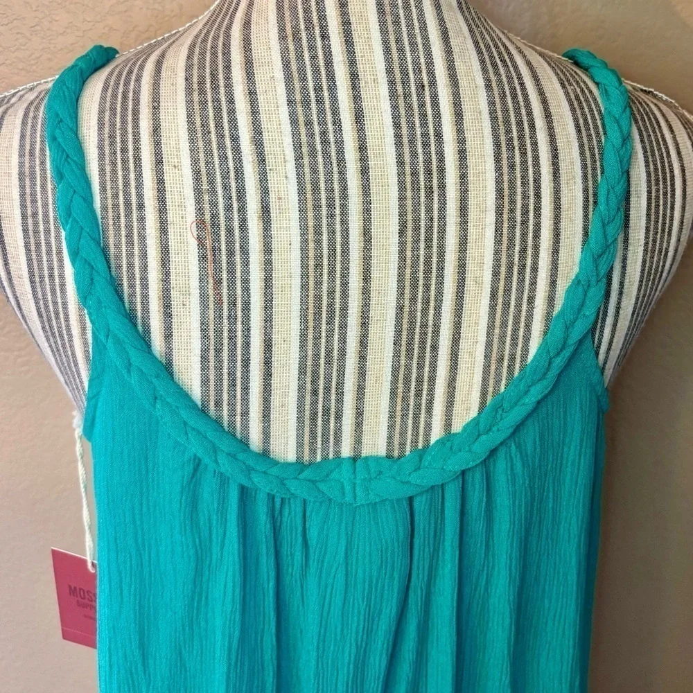 NWT Mossimo Tank Top XS Teal / Jade Green Braided Straps Rayon Boho - Picture 7 of 13